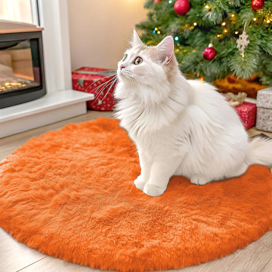 OLANLY Orange Round Rug - Soft & Fluffy Machine Washable 2 ft Circle Area Rug for Bedroom & Living Room