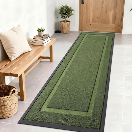 OLANLY Indoor Outdoor Front Door Mat - Waterproof All-Weather Doormat, Easy Clean, 71x23, Classic Green