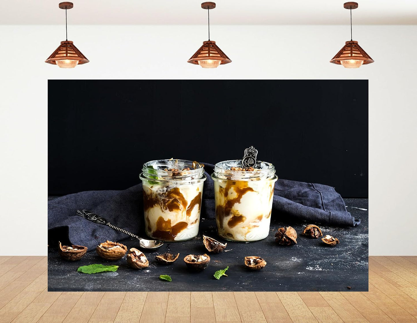 KeyWork 10x10ft Yogurt Parfait Backdrop Walnut and Caramel Dessert Photography Background for Brunch Party Sweet Event