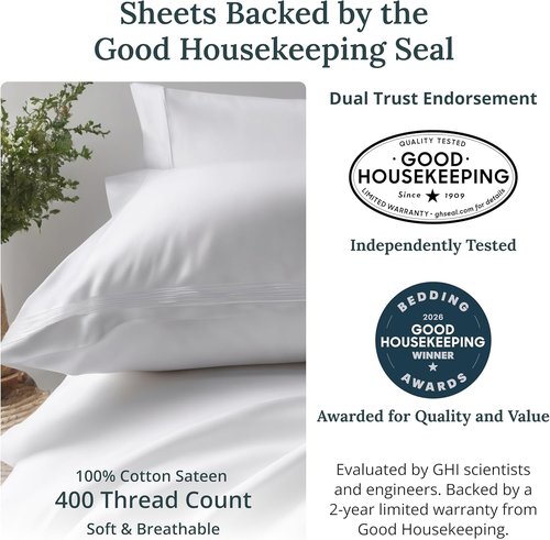 California Design Den Twin XL Cotton Sheet Set - 100% Soft, 400 Thread Count, Silky Smooth Sateen | Cobalt Blue