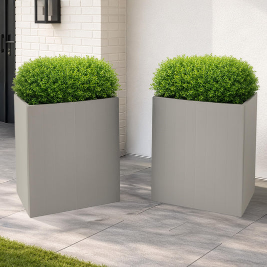 Large Outdoor Planters 2-Pack - 19.6-Inch Tall Planters for Outdoor Plants or Indoor Pots for Plants - Plastic Flower Pots for Patio, Entryway, or Front Porch Decor by Pure Garden (Gray)