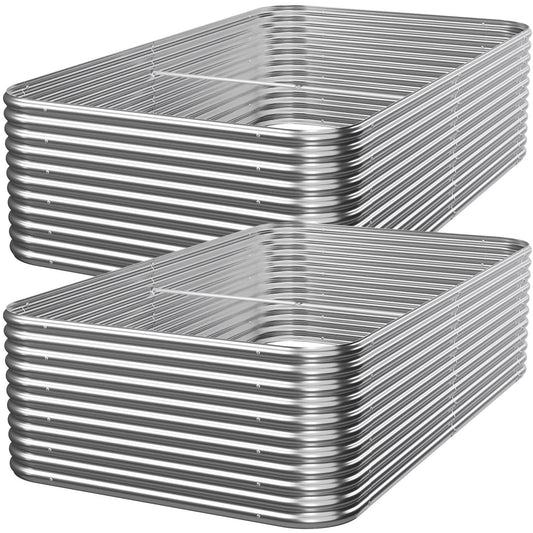 Mostmahes 2 Pack Tall 8ft Galvanized Raised Garden Bed Outdoor, Metal Garden Bed for Vegetables, Above Ground Garden Box for Flower, Steel Raised Beds for Gardening - 8x3ft