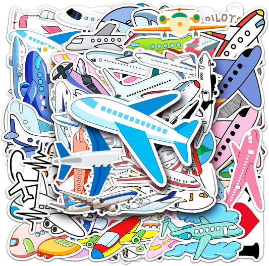 ZLWSD Stickers,50PCS Pack Kids Teens Airplane Aircraft Aesthetic Waterproof Laptop Adults Graffiti Decals for Water