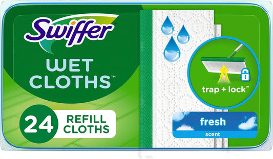 Swiffer Sweeper Wet Mopping Cloths - Open Window Fresh Scent, 24-Count Refills | Pack of 6
