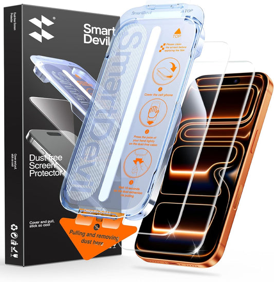 2 Pack 17 9H SMARTDEVIL for iPhone Pro Max Screen Protector, Hardness Military Grade Shatterproof, HD Clear Tempered