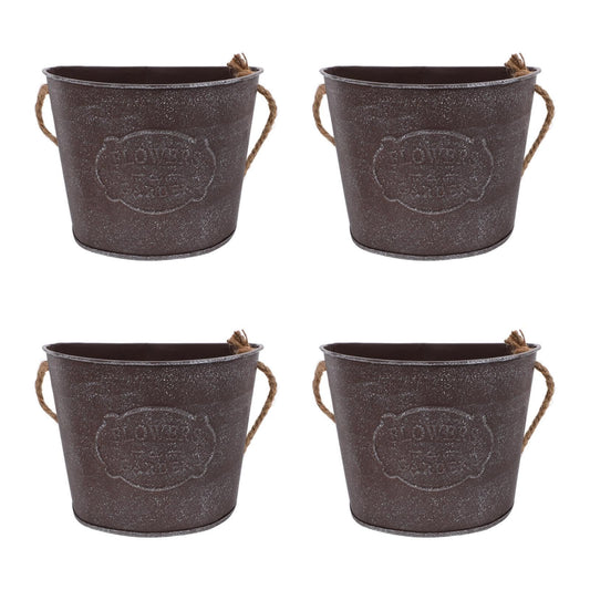 GANAZONO Wall Hanging Flowerpot 4-Pack 6.69X5.51X12.59In Iron Art Planters with Lanyard Wall-Mounted Plant Holders for Indoor Outdoor Succulents Mini Plants