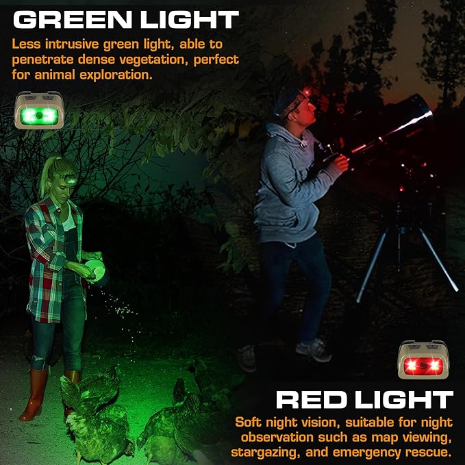 EverBrite Rechargeable Headlamp - 350 Lumens Head Lamp for Adults, 7 Modes with White/Red/Green Light, 30°Adjustable LED Headlight for Camping, Running, Hunting, and Hiking