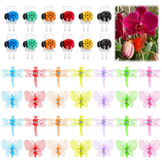 100Pcs Orchid Clips Butterfly Ladybug Plant Clips Dragonfly Orchid Support Clips Portable Cute Vine Clips for Support Garden Plant Flower Vine, Mix Color