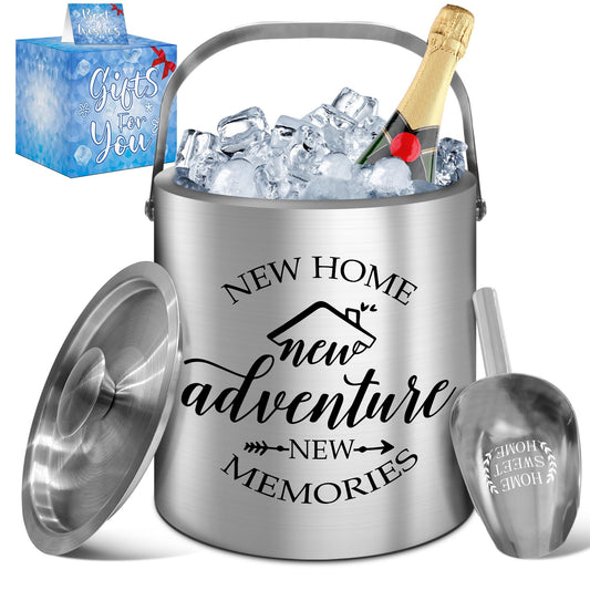 House Warming Gifts New Home, Housewarming Gifts for New House, Best Housewarming Gifts 2025, Stainless Steel Ice Bucket with Lid, Wine Chiller with Handle and Scoop