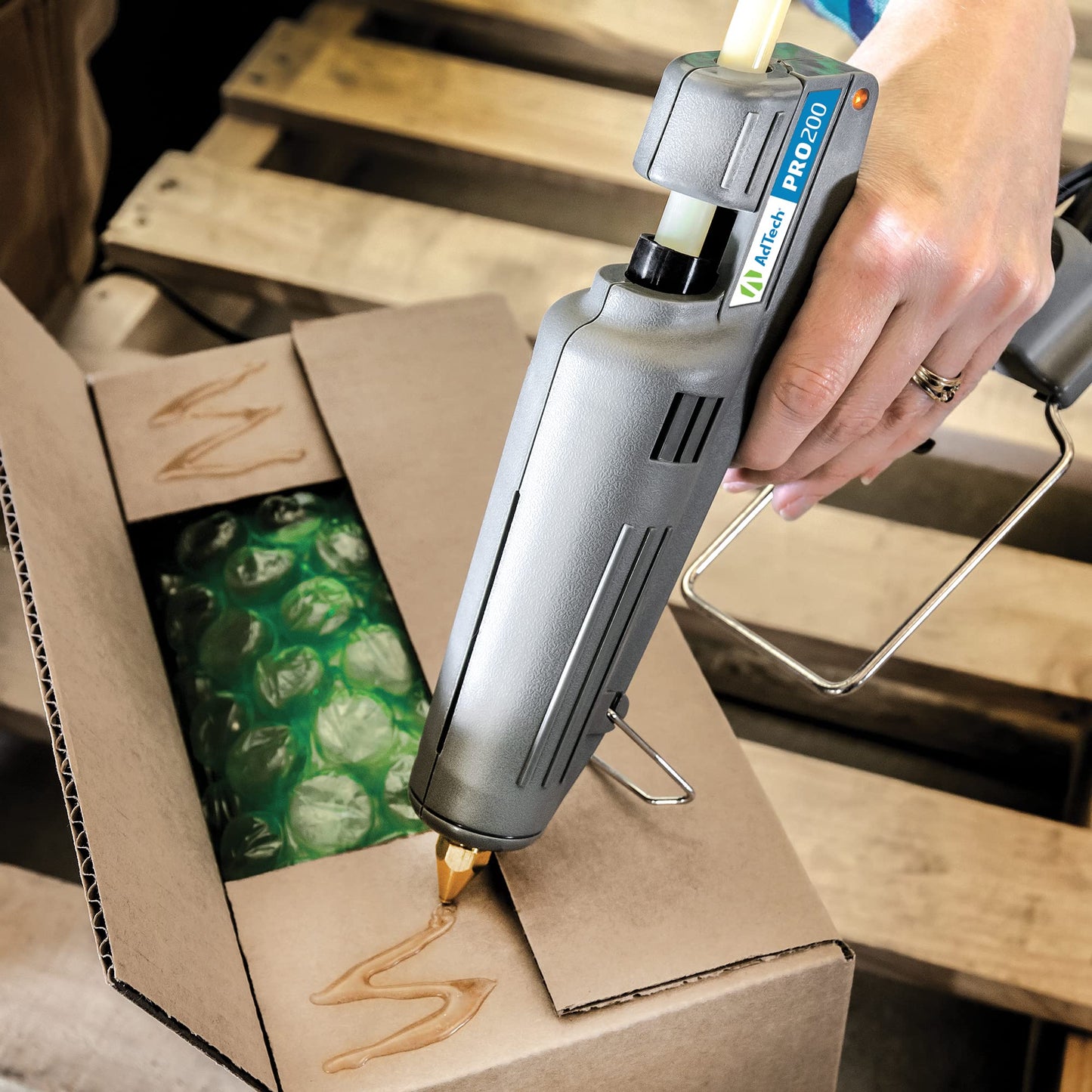 AdTech Industrial Strength Full Size High-Output Hot Melt Glue Gun – Professional Grade Hot Glue Gun for Carpentry, Repairs & Remodeling, Grey, 200 watts - 189