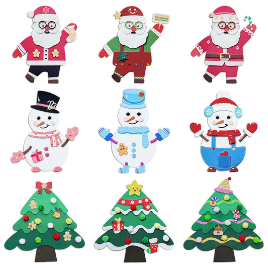 28°C 27 Sets Christmas Crafts Winter Arts and Crafts DIY Christmas Trees Snowmen Santa Claus Christmas Foam Stickers Tree Ornaments for Home Classroom Activities Party Favors Supplies