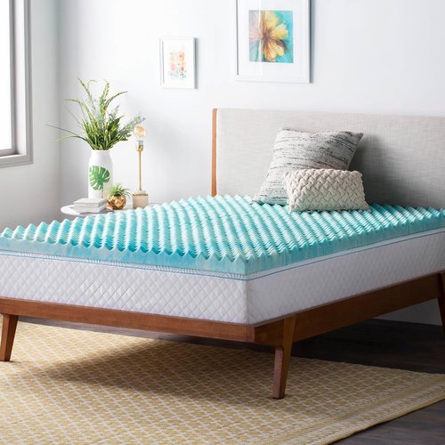 Linenspa Gel Memory Foam Mattress Topper - Reversible Egg Crate Design for Comfort - Twin XL Size