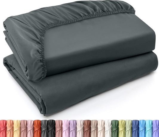 Utopia Bedding Queen Fitted Sheets - Soft Brushed Microfiber | Deep Pockets, Fade Resistant (Grey, 2-Pack)