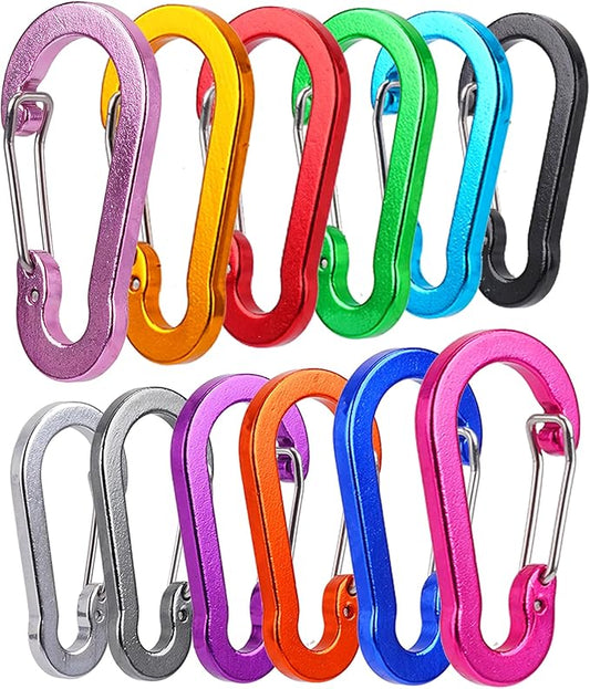 Multi-Pack Aluminum Carabiner Clips, 2" Ultra-Light Spring & Locking for Key,Hiking, Outdoor Activities