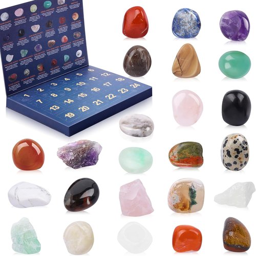 Crystal Advent Calendar 2026 - 24 Natural Gemstones & Healing Stones | Fun Christmas Countdown Gift for All Ages