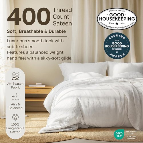 California Design Den King Sheet Set - 100% Soft Cotton, 400 Thread Count, Silky Sateen Weave, Deep Pockets - Ivory