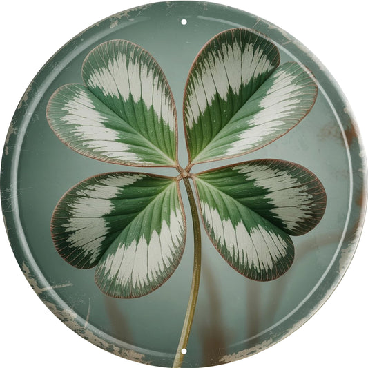 AWISZZZ Lucky Clover Metal Sign 8x8in Round Irish Plaque for St Patrick's Day Wall Decor Good Luck Gift
