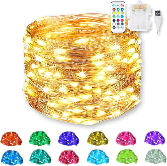 Skiennix RGB Color Changing Fairy Lights - 20 Ft 60 LED String Lights with Remote | Waterproof Silver Wire for Indoor & Outdoor Decor