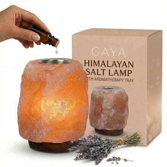 Himalayan Salt Lamp with Aromatherapy Tray & Dimmer Switch - Salt Rock Lamp for Bedroom, Relaxation & Sleep | Calming Meditation Spa Lamp | Himalayan Salt Diffuser | Warm Glow Night Light | Gift Ready