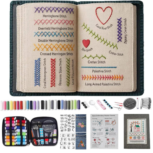 2026 Upgraded Embroidery Stitch Book & Complete Kit for Beginners | Includes Embroidery Hoop,86 Tools,65 Water-Soluble Patterns & 106 Stitches With Guides,Portable Craft Set for Adults & DIY Lovers