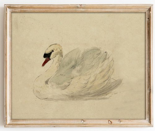 Kizbok Vintage Wall Art - Classical Swan Canvas Print | Rustic Watercolor Decor (8" x 10", Unframed)
