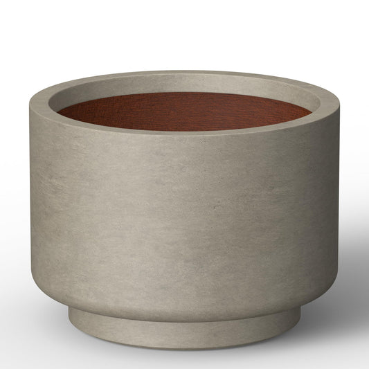 Kante 9.8 Inch Dia Concrete Planter, Round Pedestal Design Garden Pot for Indoor Outdoor Plants, Modern Flower Pot with Drainage Hole, Weathered Concrete Finish with Painted Interior