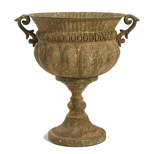 Worth Garden 18.5" H. Metal Urn Planters - Bronze Classic Antique Iron Plant Pots - Decorative Rustic Flower Pots for Outdoor Use - Traditional Urn Planter for Garden, Patio, Front Porch