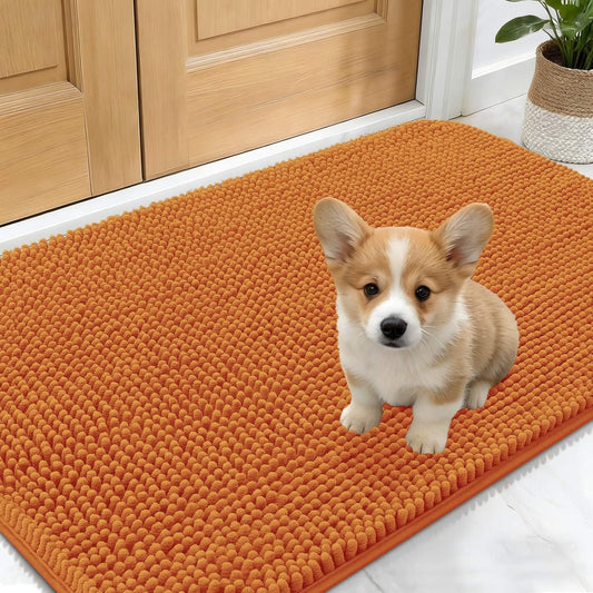 OLANLY Dog Door Mat - Absorbent Non-Slip Chenille Mat for Muddy Paws | 30x17 Inches, Quick Dry, Clay Color