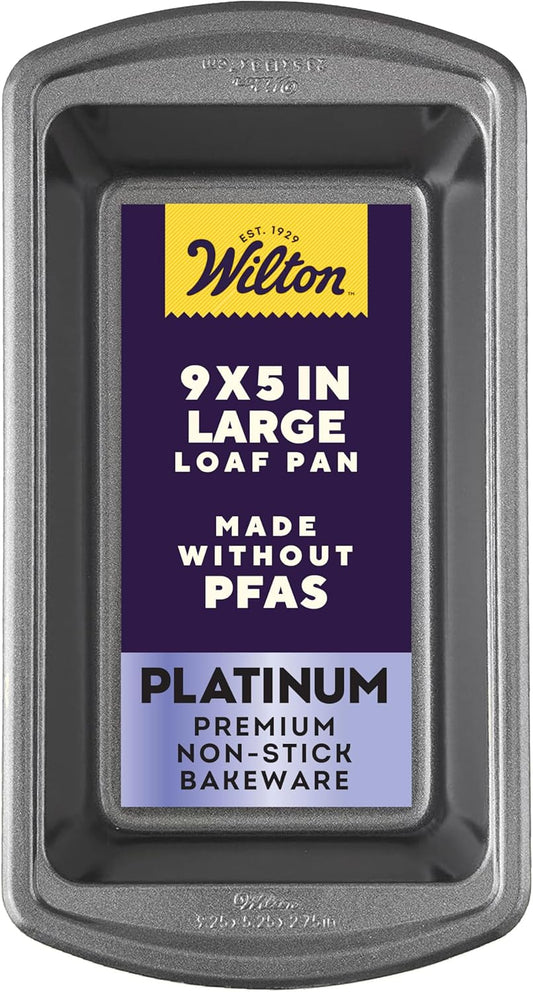 Wilton Platinum Non-Stick Loaf Pan - 9 x 5 Inch Stainless Steel Bakeware, PFAS-Free Design