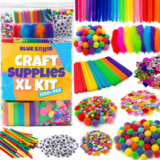 Blue Squid 1750+pcs Craft Kits for Kids, Ages 4-9 Girl Boys Gifts Arts and Crafts for Kids Craft Kits Toys for 4-9 Year Old Girls Boys Birthday Presents Gifts Crafts for 4-10 Year Olds