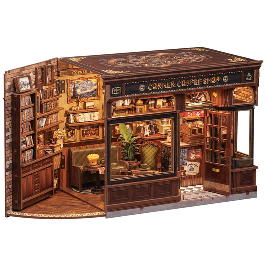 CUTEBEE Book Nook Kit, DIY Miniature Dollhouse Kits for Adult and Teens, 3D Wooden Puzzle, Mini Booknook Tiny House Model Building Kit, Decorative Bookend with LED, Craft Gifts for Family, Friends