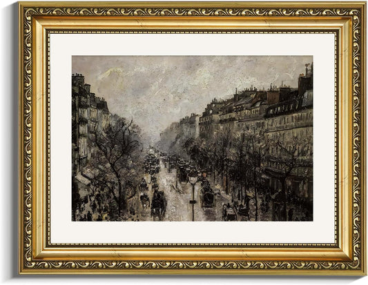 VIYYIEA Gold Framed Canvas Print - Classical Cityscape Wall Art for Home Decor | 11x14in Vintage Parisian Design
