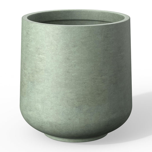Kante 11.6" Dia Round Concrete Planter, Outdoor Indoor Large Plant Pots Containers with Drainage Hole and Rubber Plug for Home Garden Patio, Mint Green