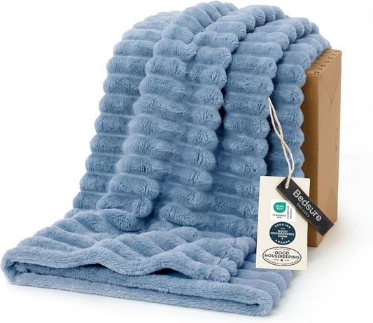 Bedsure GentleSoft Throw Blanket - Cozy Blue Couch Blanket, Perfect for Women & Girls, 50x70 Inches
