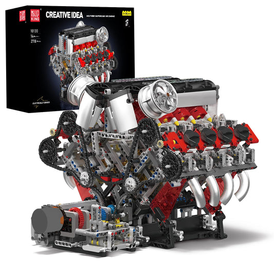 Mould King V8 Engine Building Blocks Sets, V8 Engine Model Kit That Runs, MOC Engineering Model Building Kit with Battery and Motor, 2718 PCS Building Blocks for Adults