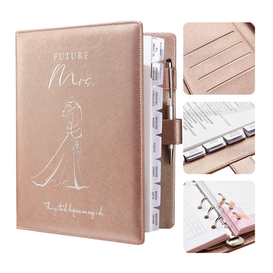 AW BRIDAL Future Mrs Wedding Planner Book and Organizer Gift Set, Personalized Destination Wedding Planners, Rose Gold Planning Gift for Bride and Engaged Couples, Cool Engagement Gifts for Her