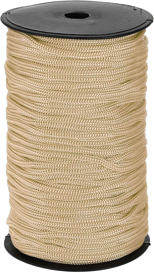 MECCANIXITY 3/16 Inch Polypropylene Rope Braided Ropes, 328ft Nylon Rope Hollow Utility Cord for Clothesline, Camping, Hiking, Outdoor, Khaki