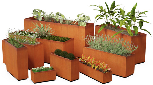 Build Your Own Corten Steel Planter – Choose Size, Bottom, Drainage Rectangular Metal Garden Box | Heavy-Duty | Made in USA | Fully Assembled