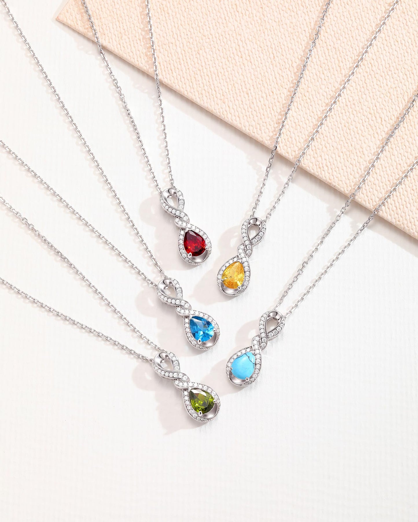 FANCIME Moonstone Necklace June Birthstone Sterling Silver Dainty Infinity Knot Pendant Necklace Gemstone Fine Jewelry Anniversary Birthday Graduation Mothers Day Gifts for Women Her Mom