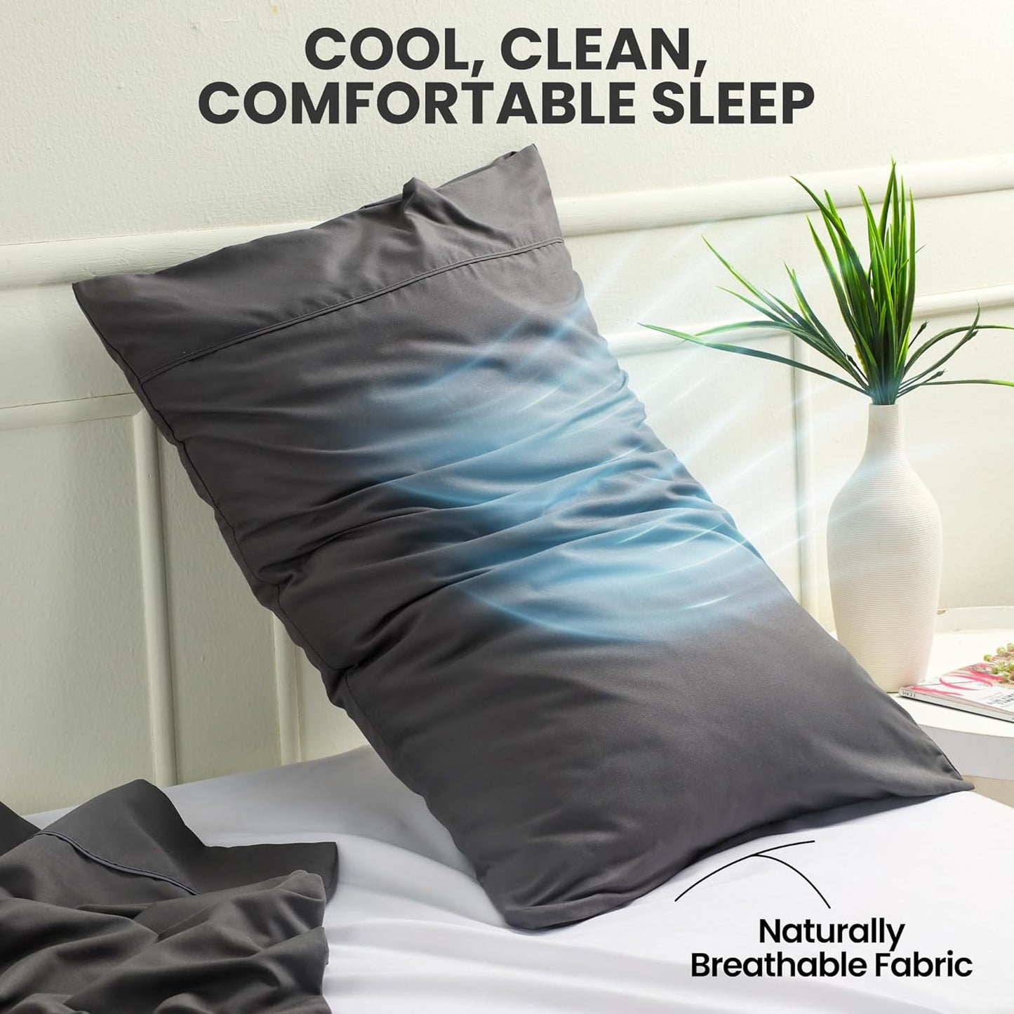 Utopia Bedding King Pillow Cases - 2 Pack | Soft Brushed Microfiber, Fade Resistant | 20 X 40 Inches, Grey
