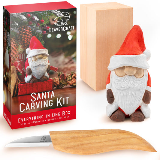 BeaverCraft DIY06 Santa Whittling Kit – Wood Carving Kit for Beginners – Wood Carving Tools Set, Diy Crafts for Adults – Woodworking Kits for Kids&Teens – Hobby Kits for Adults, Woodworking Gifts