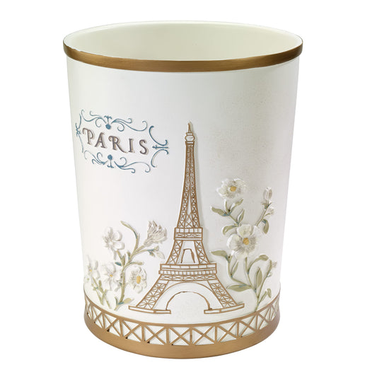 Avanti Linens - Wastebasket, Hand Painted Resin, Chic Bathroom Decor (Paris Botanique Collection)