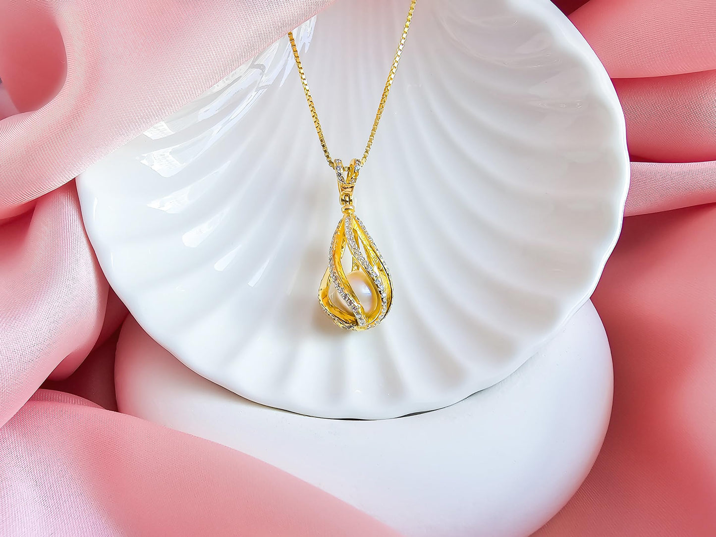 Gifts For Wife Wedding Anniversary - Mothers day gifts - AAA+ Real Pearl Necklaces For Women (18k Gold Plating 925 Sterling Silver) Mothers day necklace ideas Birthday Freshwater Pearl Necklace