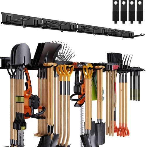 Garage Tool Organizer by [Brand Name] - Wall Mounted, Adjustable 64-Inch Rack | Holds 20 Tools Up to 900lbs