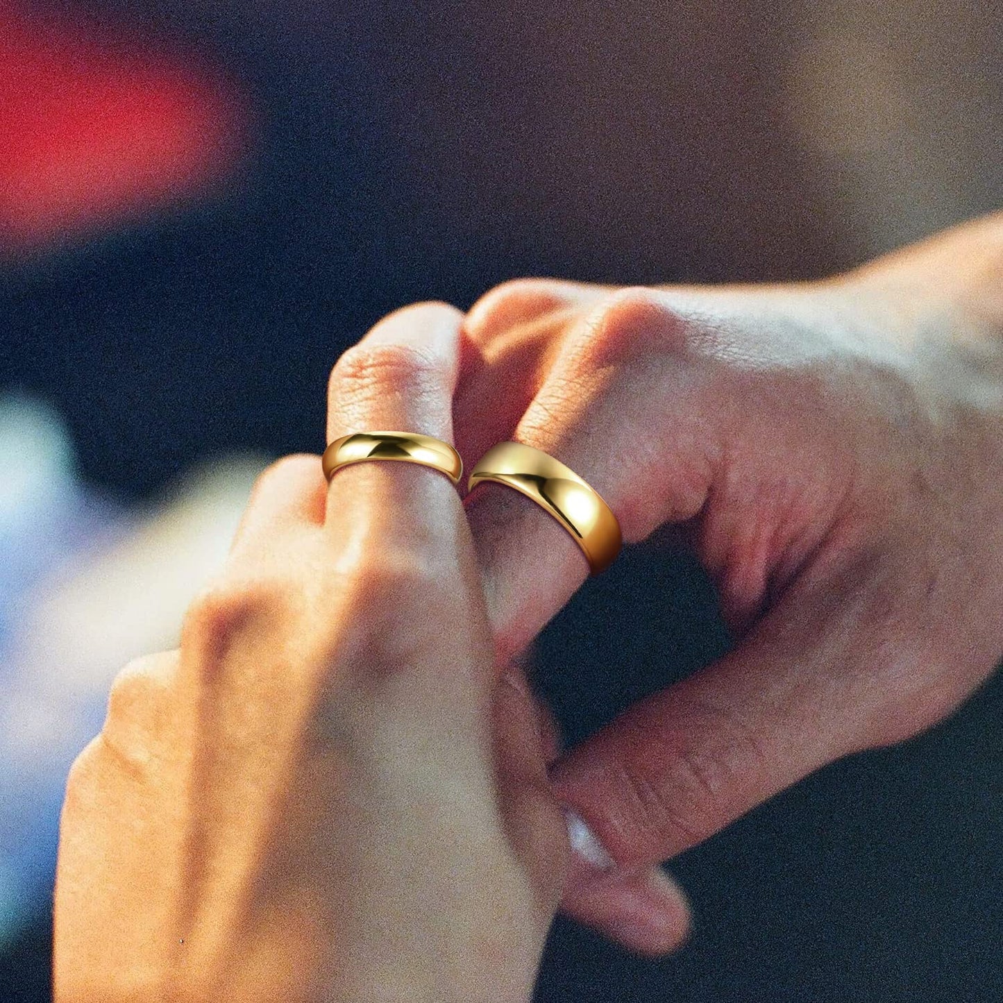 Greenpod 4mm 24K Gold Plated Tungsten Rings for Women High Polish Dome Plain Classic Wedding Bands Comfort Fit Size 6