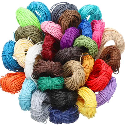Boao 30 Colors 1mm Waxed Polyester Cord 328 Yard Waxed Thread Bracelet Wax Cord Wax String for Bracelet Jewelry Necklace Making, 10m Each Color