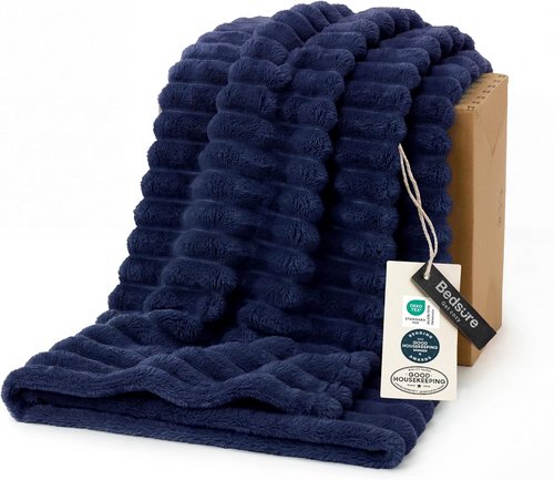Bedsure GentleSoft Navy Blue Twin Blanket - Cozy, Soft Throw for Women & Girls | 66x90 Inches