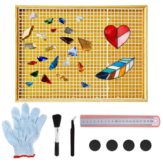 17" x 12"Stained Glass Cutting Mat, Double-Layer Non-Slip Glass Cutting Mat for Mosaic & Craft Work Surface