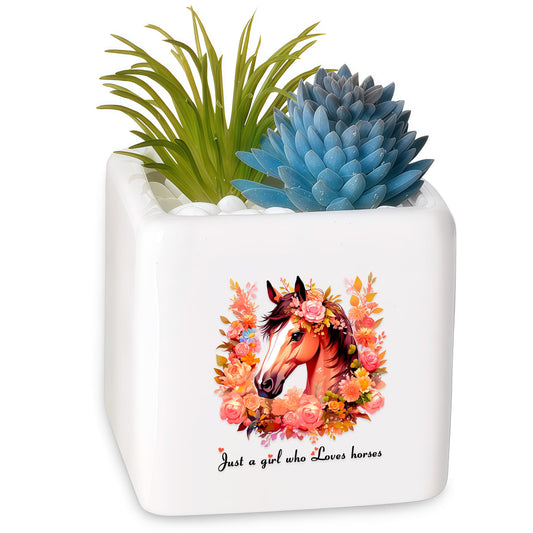 BJDAMAI Horse Succulent Planter Flower Plant Pot Small, Gifts for Women Teens Girls Kids, Horse Lovers Themed Stuff Accessories Things Decor Merch, Home Office Table Desk Decoration!