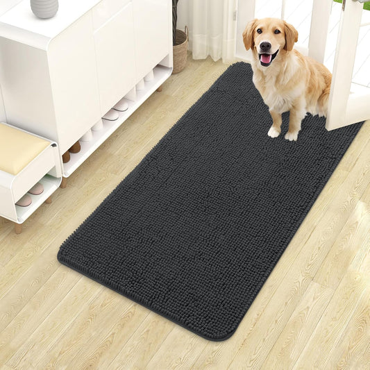 OLANLY Dog Door Mat - Absorbent Non-Slip Washable Doormat for Muddy Paws | 40x24 Dark Grey